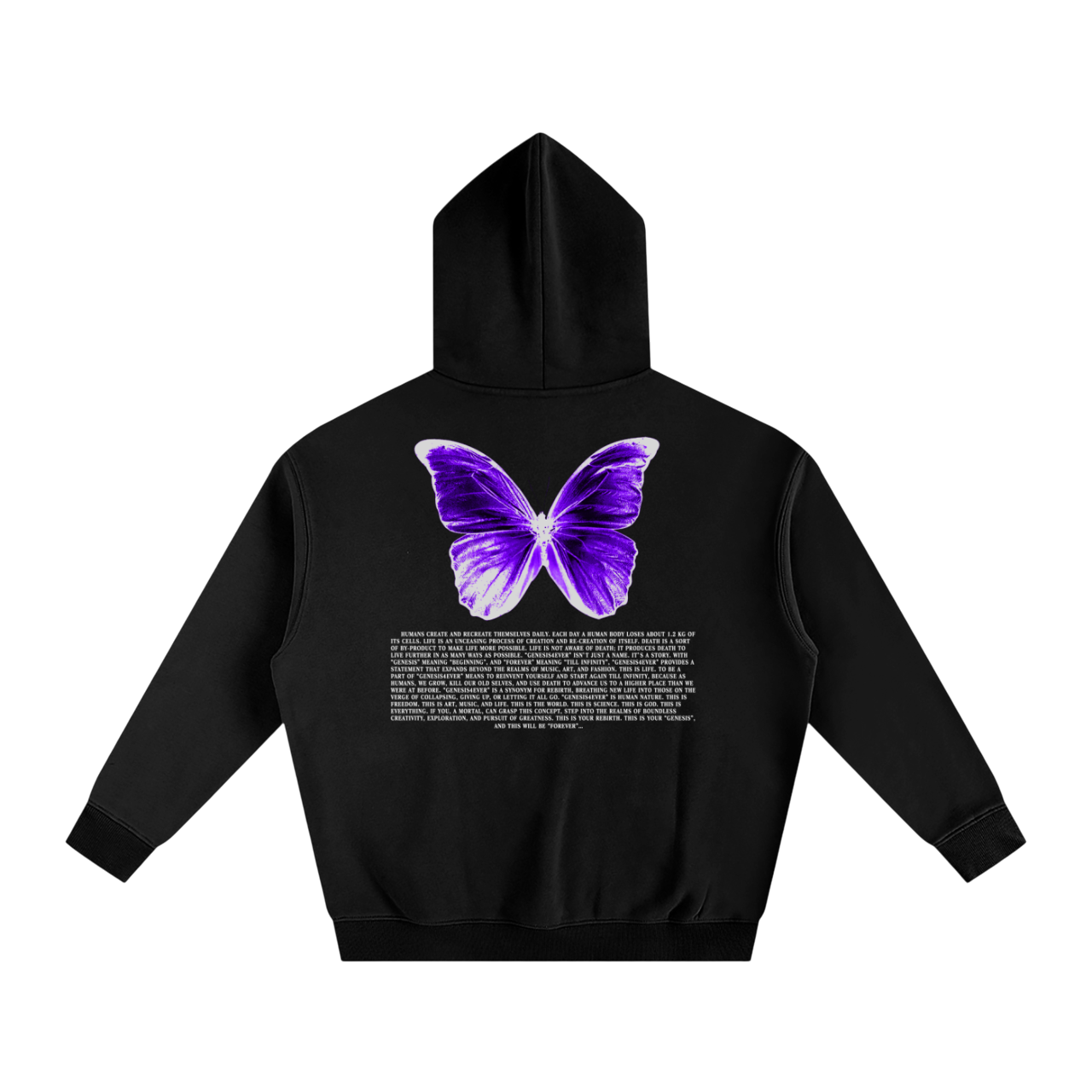 "GENESIS4EVER" BUTTERFLY KANJI OVERSIZED HOODIE (BLACK)