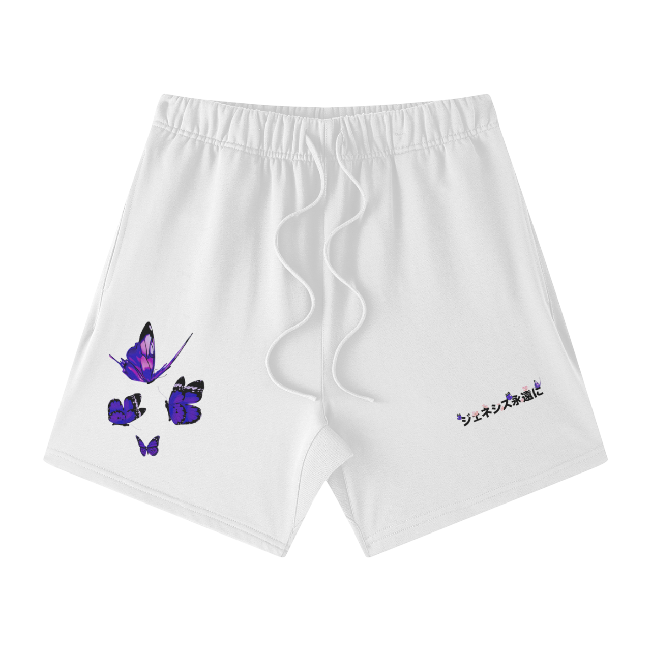 "GENESIS4EVER" BUTTERFLY KANJI SHORTS (WHITE)