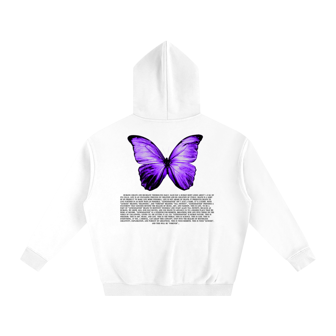 "GENESIS4EVER" BUTTERFLY KANJI OVERSIZED HOODIE (WHITE)