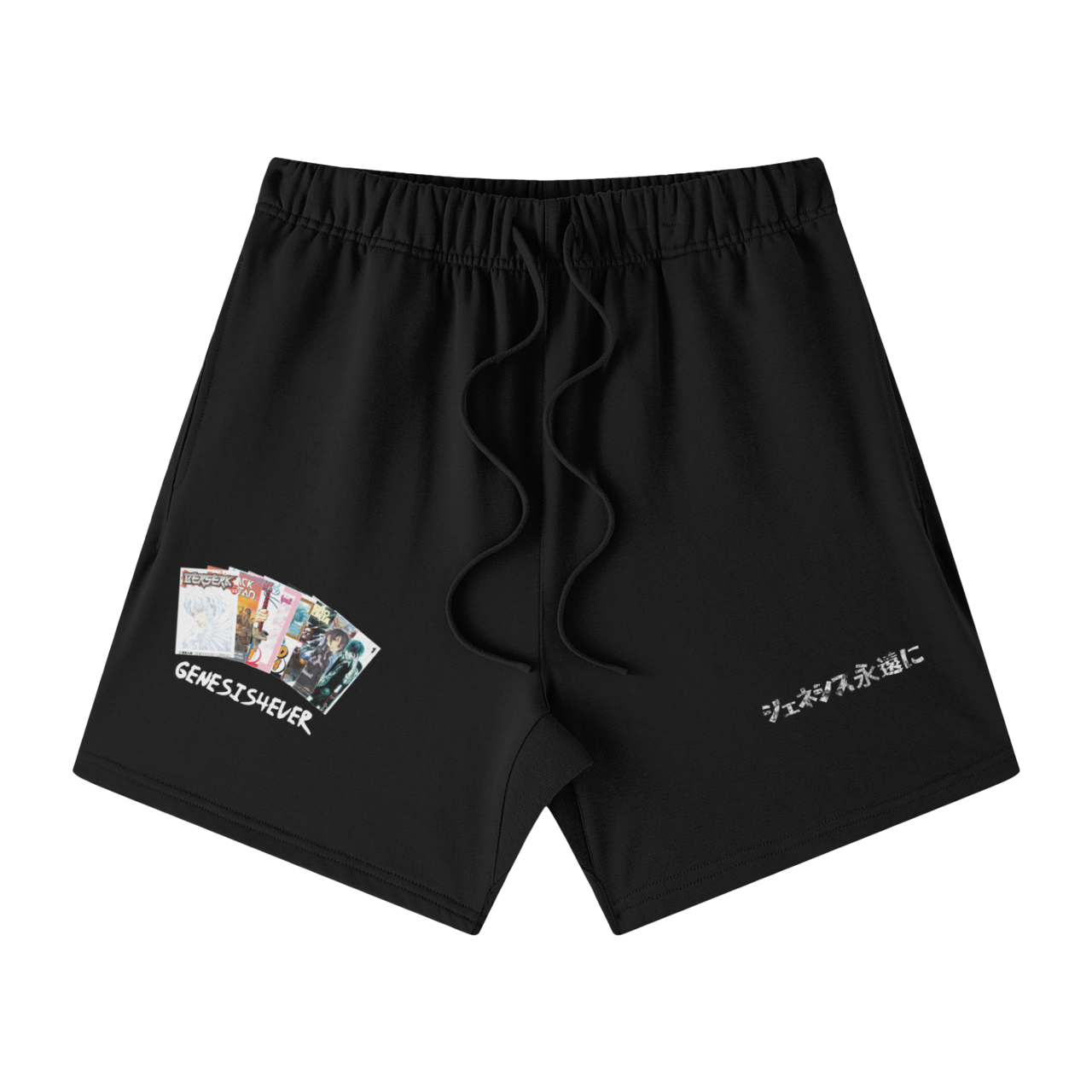 "GENESIS4EVER" MANGA FONT SHORTS (BLACK)