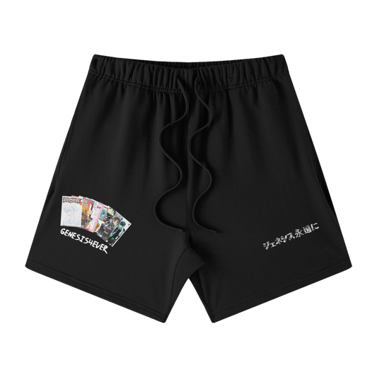 "GENESIS4EVER" MANGA FONT SHORTS (BLACK)
