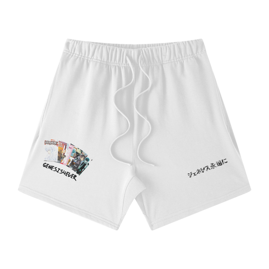 "GENESIS4EVER" MANGA FONT SHORTS (WHITE)